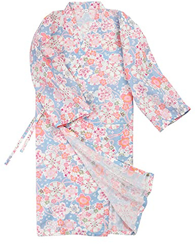 Femme Peignoir de Bain Longue en Coton Kimono Robe Pyjama Yukata Robe de Chambre Col V Chemises de Nuit Enceinte Doux Robe d'été Japonais Vêtements de Nuit pour voyage l'hôtel Spa Sauna Plage