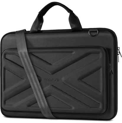MOSISO Hard Shell Laptop Case for Men Women,15-15.6 inch Computer Bag Compatible with MacBook, HP, Dell, Lenovo, Asus, Notebook,16 inch Laptop Bag with Front Pocket & Shoulder Strap, Black
