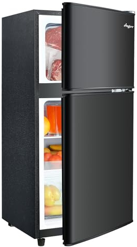 Anypro Mini Fridge with Freezer 3.2 Cubic Feet Compact Fridge Double Door Small Fridge with Freezer Temperature Control Adjustable Shelves Mini Fridge