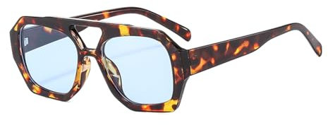 YAMEIZE 70s Retro Double Bridge Pilot - Sonnenbrille für Damen Herren Klassische Hexagonal Sonnenbrille Platz Brille Driving