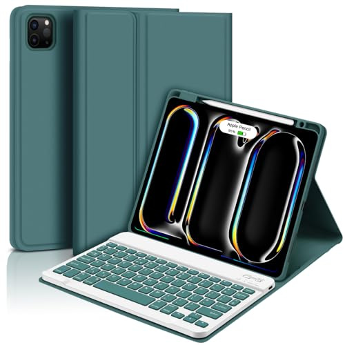 GOKOCO Étui avec clavier pour iPad Pro 2024 11 (M4), housse de tablette avec clavier Bluetooth sans fil magnétique coloré amovible pour iPad Pro11 5ème génération uniquement offrant une protection