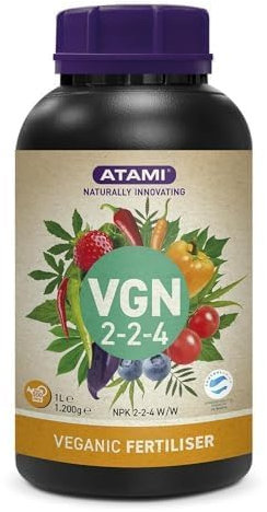 Atami - VGN 2-2-4 1 litro - Fertilizante vegano para crecimiento con oligoelementos quelatados y extra de Potasio - Abono natural, orgánico y ecológico