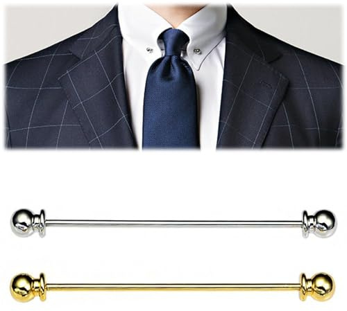 LONGHAO 2 pcs Kragen Bar Pins Krawattenkragen Bar Pin Set,Set Herren kragennadel Anzug,Krawatte Kragen Pin,Klassischer Metall Krawattenklammer,für Valentinstag,vatertagsgeschenk für papa(Silber/gold)