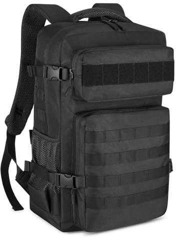 HUNTVP Tactical Backpack for Men 30L Military Backpack MOLLE Assault Pack Army Daypack Hunting Rucksack for Hiking Travel Work with Bottle Holder,Black