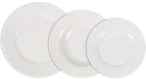 La Mediterránea Vajilla Completa 12 Piezas de Vidrio Templado - 4 Platos Llanos, Hondos y de Postre