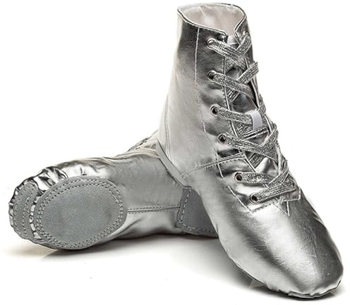 Hiuzylqx Tanzschuhe Damen Herren Jazz Dance Stiefel Performing Modern Ballett für Anfänger Showtanztauglich,Silber,39 EU