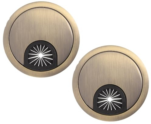 Tofficu 2pcs Zinc Alloy Desk Hole Cover 60mm Cable Grommet Cord Organizer round Metal Wire Management for Office and Home Furniture