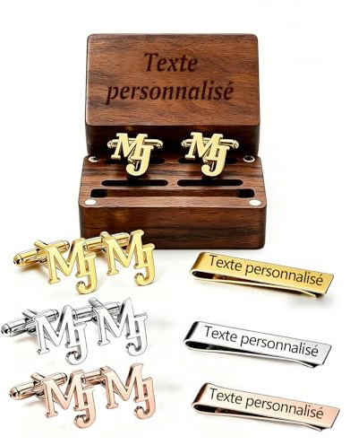 Boutons de manchette personnalisés avec monogramme – Cadeau pour homme avec nom gravé, idéal pour marié, mari ou père, parfait pour mariage, affaires et occasions formelles