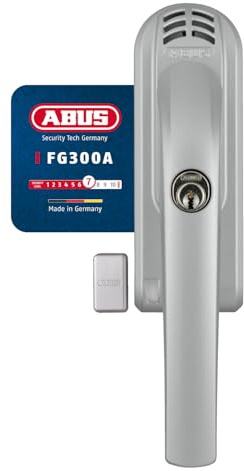 ABUS Abschließbarer Fenstergriff FG300A AL0145 - Fensterknauf mit Druckzylinder und Alarmfunktion, gleichschließend - ABUS-Sicherheitslevel 7 - 71905 - Silber