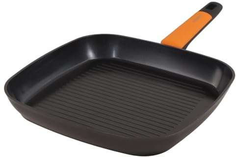 Fackelmann Soft Grill Antiadherente 28 cm, Aluminio Forjado, Revestimiento Cerámico Greblon Libre de PFA, Apta para Inducción, Vitro, Gas y Horno, Mango Soft Touch Resistente al Calor, 1 ud.