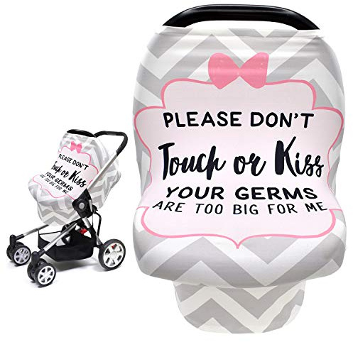 Metplus No Touch Sign Car Seat Cover for Babies, Mom Nursing Covers Breastfeeding Scarf, Multi Use Infant Carseat Canopy for Newborn Carrier/Stroller/Shopping Cart, Baby Shower Gifts for Boy Girl