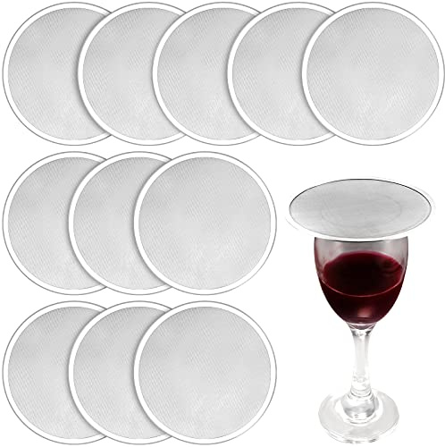 Boao 12 Pieces Stainless Steel Drink Covers Wine Glass Keeps Debris out Cup Drink Wine Glass Lid Mesh Ventilated Discs for Beverage Cover Outdoors Ventilation Reducing Splashing