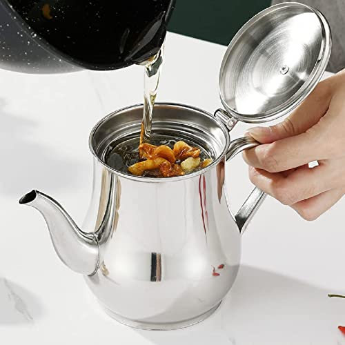 ADWOLT Fetttrennkanne Ölsieb Topf 48oz/1.4L,Edelstahl Kanne mit Sieb,Fettabscheider Speiseölkanne Edelstahl für Frittieröl Speisefett Restaurant Hause Küche Suppe Sieb Tasse