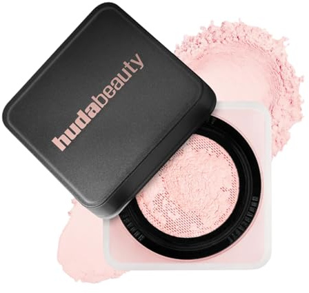 HUDA Beauty Easy Bake Poudre de cuisson en vrac et de fixation Taille complète – Fleur de cerisier (rose tendre transparent)