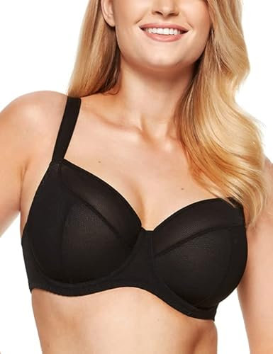 Gorteks Valentina-B2 V2 BH Damen weich und bequem mit bügel ohne polsterung BH für Große und Kleine Brüste - 95G, Schwarz