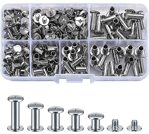160 Pcs Chicago Screws and Extention Posts, Chicago Scrapbook Extension Posts and Screws, M4 M5 Photo Albums Book Phillips Binding Screws and Posts for Leather Saddles Purses Belt Scrapbook