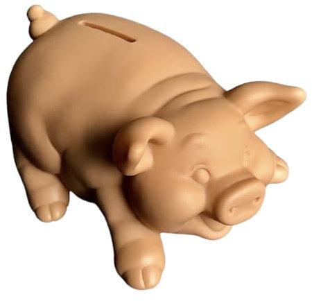 Hucha Cerdito Clásica con Suave Cuerpo Acabado PVC. Huchas Originales Infantiles Resistente sin Tapón (14x11x9)