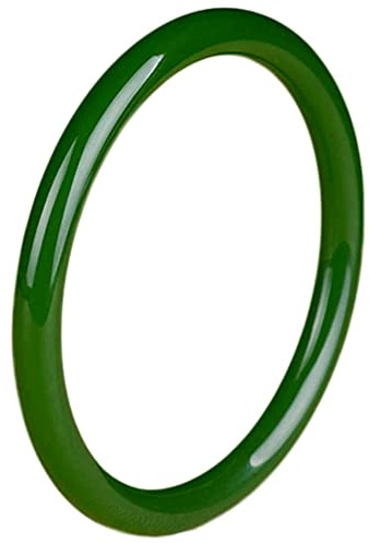 QTYQWC Jade-Armreif für Frauen, echte natürliche grüne Glücksgeschenke mit Schmuckschatulle (Farbe: rund 8 mm, Größe: 51–52 mm)