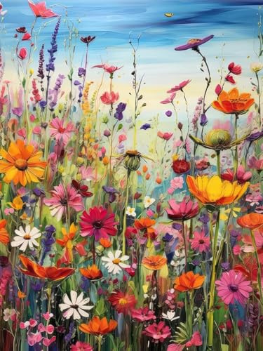 TANGBOHU Diamond Painting Glas Kirschblüte Diamant Malerei- 5D Landschaft Malerei Kits, 30x40cm Erwachsene Blumen Diamond-Painting Wohnzimmer Schlafzimmer Wanddeko Geeignet Als Geschenk (Wildblume)