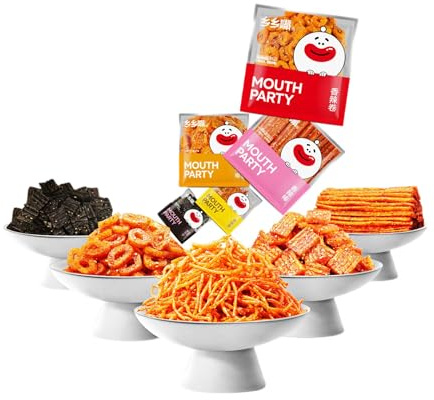 WSYLS -latiao snack cinese Autentico cibo da strada cinese, Bastoncini piccanti cinesi, confezione da 18 g di combinazioni di sapori diversi, 5 confezioni, Adatto a vegetariani,