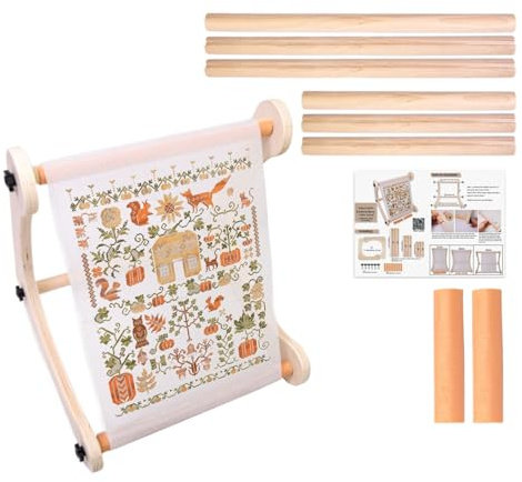 Porte-Cercle à Broder - Cadre à Broderie,Présentoir Portable En Bois Ajustable Pour Broderie Tapisserie Punch Needle Motifs Activités Créatives