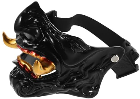 FIXOSHEE Teufelsmaske Für Maskenbälle Oni-teufelsmaske Aus Harzmaterial Gruselige Cosplay-Maske Japanische Oni-Maske Halloween-kostümzubehör Halbgesichtsmaske Für