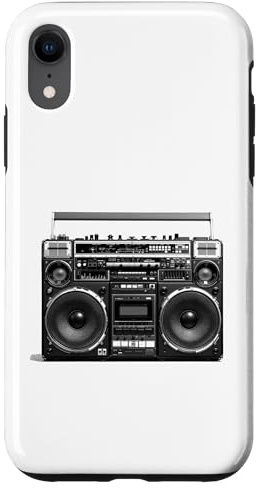 Custodia per iPhone XR Retro Boom Box anni '80 '90, Ghetto Blaster Cassette Tape Player