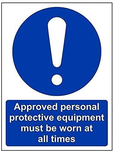 vsafety 41071 an-s zugelassen Schutzbekleidung zu tragen, jederzeit Pflicht Schutzbekleidung Schild, selbstklebend, Hochformat, 150 mm x 200 mm, blau