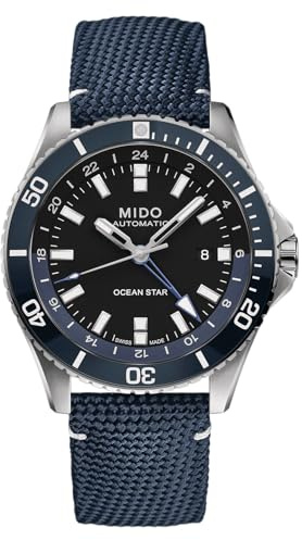 MIDO Ocean Star GMT – schweizisk automatisk klocka för män – 44 mm rostfritt stålfodral med roterande infattning