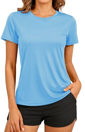 TACVASEN T-Shirt à Manches Courtes pour Femmes Protection Solaire Léger UPF 50+ Décontracté UV Protection