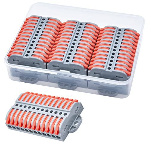 XALXMAW 6Pcs Lever Wire Connectors, 12 Position Terminal Strip Conductor Electrical Connectors Kit for Circuit Inline 24-12 AWG