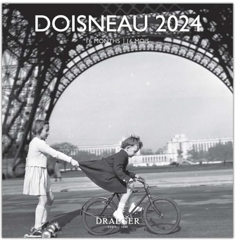 DRAEGER PARIS | Grande calendario da parete Doisneau 2024 da appendere 29 x 29 cm | 16 mesi da sett-23 a dec 24 | 7 lingue | Calendario ufficio, casa, mensile | Decorazione, Organizzazione | Carta