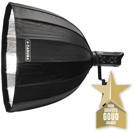 Caruba Deep Parabolic Softbox 120 cm, perfetto per ritratti, illuminazione uniforme e morbida, diametro 120 cm, profondità 80 cm, con 2 diffusori