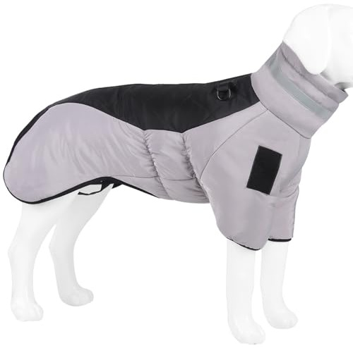 Hunderegenmantel – Wasserdichter Hundemantel (Grau+schwarz, XL)