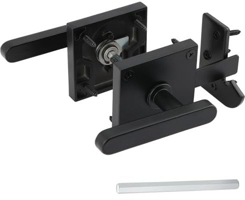 HKZTUY Double Sided Gate Latch for Wooden Fence Heavy Duty, Fence Latch for Outdoor Gates, Metal Self Locking Gate Latch, Fence Gate Lock with Fasteners Hardware(Black)