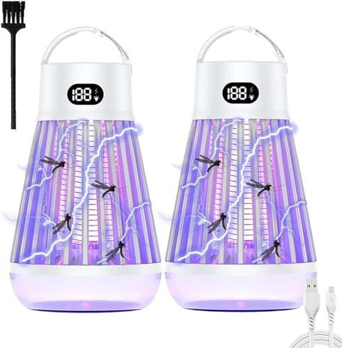 Zapper Anti-moustiques Pour La Maison, Lampe Anti-moustiques Avec Veilleuse, Répulsif Anti-mouches Électrique, Nouveau Piège Anti-moustiques Sans Fil À Suspendre, 2 En 1, Intérieur Et Extérieur(White*