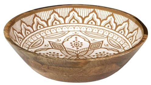 HOME DECO FACTORY - KA0567, Saladier en Terracotta Manguier Dune, Design Élégant et Moderne, Conçu pour Salades et Plats, Facile à Nettoyer, Diamètre 28 cm, Blanc et Orange