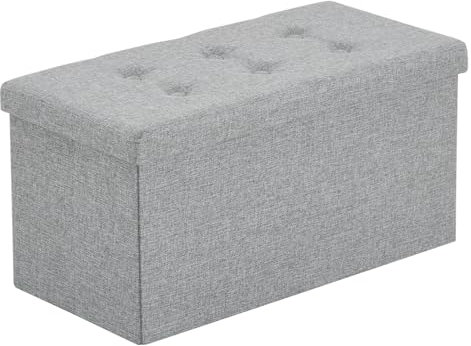 LEADZM Banc de Rangement,Tabouret de Rangement, Pouf Pliable, Repose-Pieds, Coffre de Rangement, Charge jusqu'à 300 kg, pour Salon, Chambre, Dortoir (Stoff Gris, 76 x 38 x 38 cm)