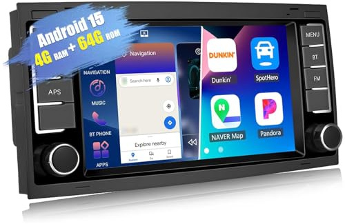4G+64G CAMECHO Android 15 autorradio para VW Touareg Transporter T5 Multivan 2004-2011 con Navi Carplay Android Auto,Doble Din autorradio con pantalla de 7 pulgadas Bluetooth5.0 RDS/FM MirrorLink WIFI
