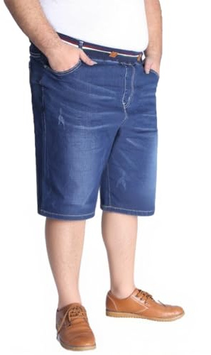 AHMXYG Pantaloncini Jeans Uomo Pantaloncini Larghi in Denim Shorts Pantaloni Corto Taglie Forti (Blu, XXL)