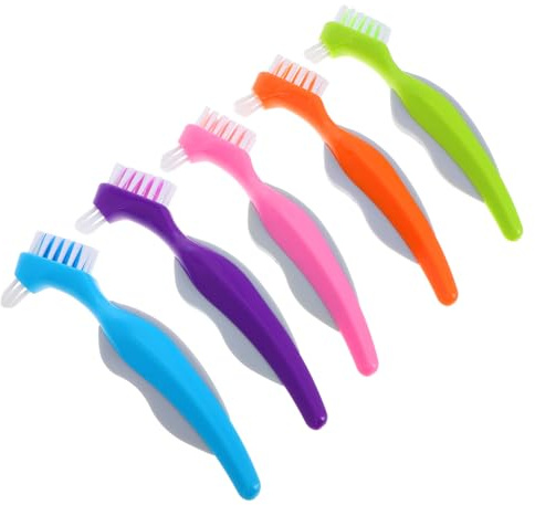 iplusmile 5pièces Brosse De Nettoyage Pour Prothèse Dentaire Double Tête Brosse à Dents Pour Voyage Outil De Soins Dentaires