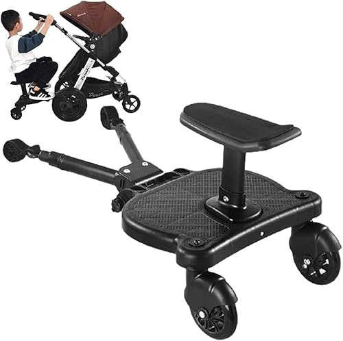 Tavola per Passeggino con Sedile, Tavola per Passeggino, Tavola per Passeggino per Bambini Piccoli Design Stabile A Due Ruote, Accessori per Carrozzina, con Sedile per Carrozzina Tavola da