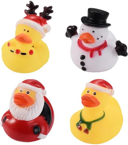 HAMKU 4 Pezzi paperella di gomma natalizie, Mini paperelle, B