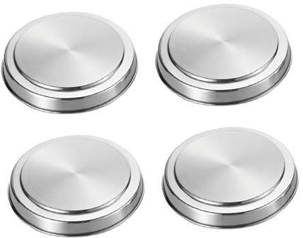 ROMISBABA 4 pièces Couvre Brûleurs Ronds Acier Inoxydable Protection Plaque Cuisson Gaz Facile à Nettoyer Accessoires de Cuisine