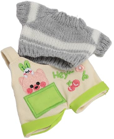 Generic Plushie Dockkläder, bomulls- och Tygdockkläderutrustning Passar Bekväm Bredd Applikation Mjuk för Födelsedag (Gråvit)