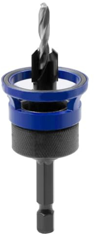 FUANA Broca avellanadora de vástago de 8 mm con limitador de núcleo, broca de acero al carbono para proyectos de carpintería, compatible con taladro eléctrico de 1/4 pulgadas, negro y azul 8 x 3