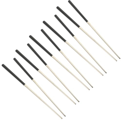 TOYANDONA Set 5 Paia Bacchette Inox 304 Antiscivolo e Resistenti 23,5 Cm, Bacchette Riutilizzabili da Cucina e Viaggio, Posate Metallo per Ristoranti e Campeggio
