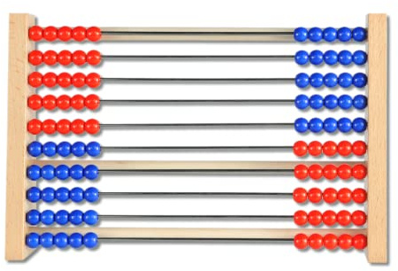Rechenrahmen 1 – 100, Abakus, Schüler-Recheschieber | Wiemann Lehrmittel (Blau/Rot)