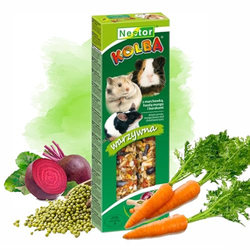 2x Hamster Rabbits Two Sticks Food VEGETABLES Flavor Treats 115g Guinea Pig Rat Mouse Gerbil Rodents Small Animal Snacks Pet Vegetable Foods