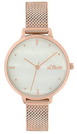 s.Oliver Armbanduhr Damen Quarzuhr Analog, mit Edelstahl Armband, 3 bar Wasserdicht, Kommt in Uhren Geschenk Box